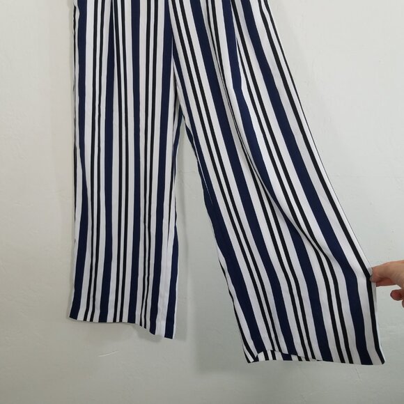Zara Pull-On High Rise Wide Leg Pants Striped Crop Size XS - Picture 2 of 5